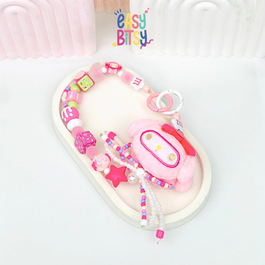 Easy Bitsy Keychain Gantungan Phone Strap Manik Manik Boneka Bulu Pitaa Tidak ada merek
