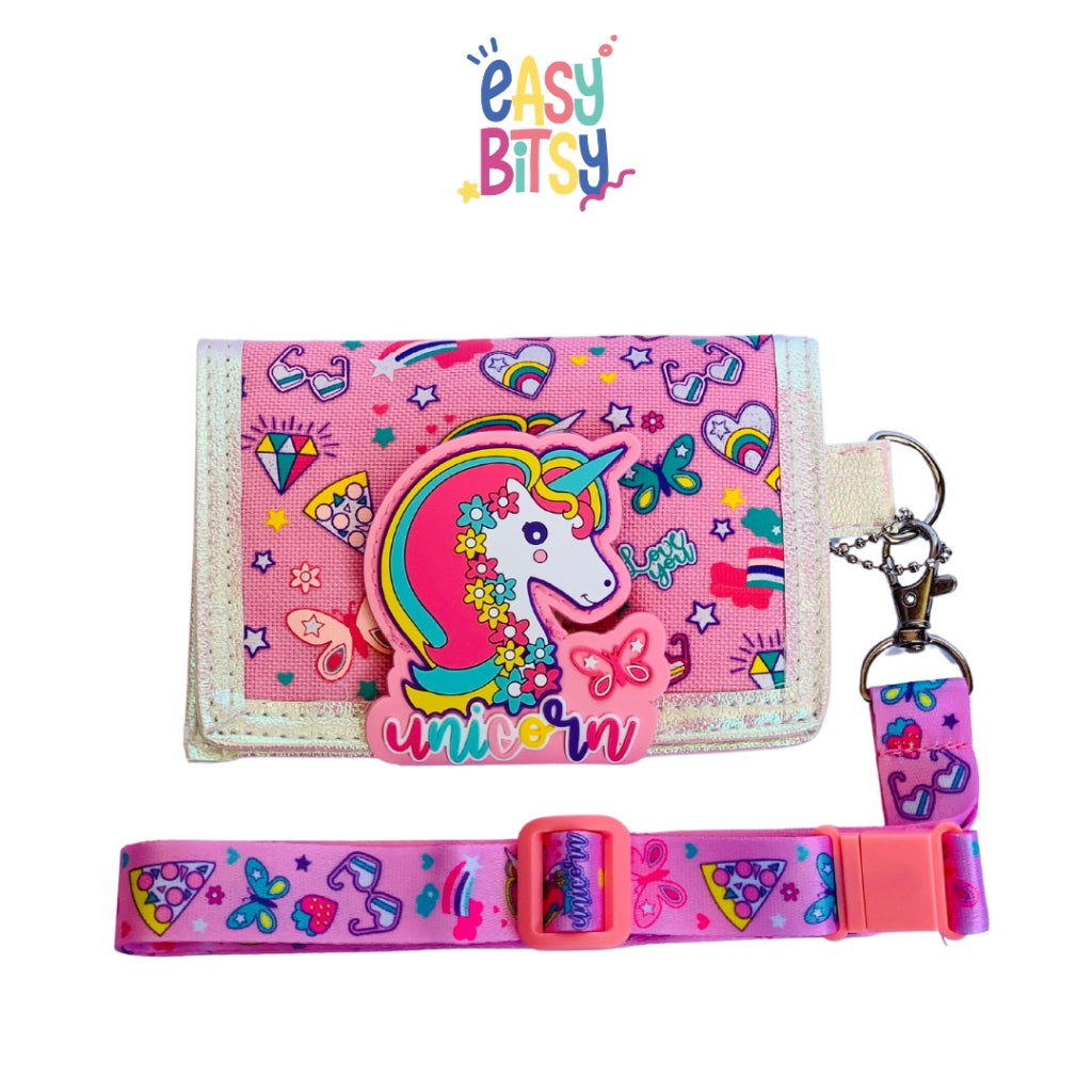Easybitsy Dompet Mini Strap Wallet 2 Lipat Anak Laki-Laki Perempuan PAUD-SD Soccer, Cat, Unicorn – Rara Tidak ada merek