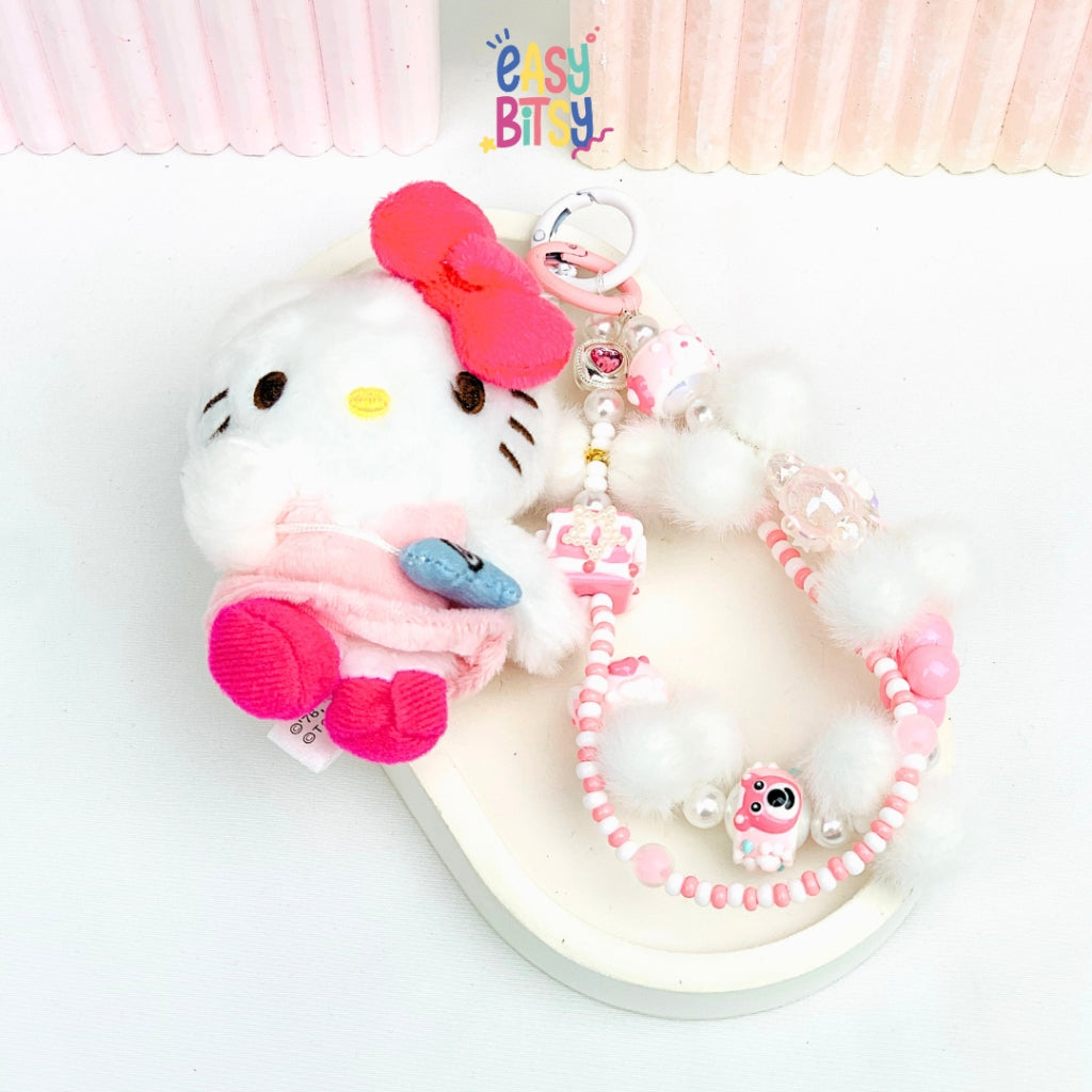 Easy Bitsy Keychain Gantungan Phone Strap Manik Manik Boneka Bulu Pitaa Tidak ada merek