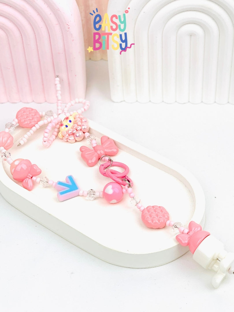 Easy Bitsy Keychain Gantungan Phone Strap Manik Manik Boneka Bulu Pitaa Tidak ada merek