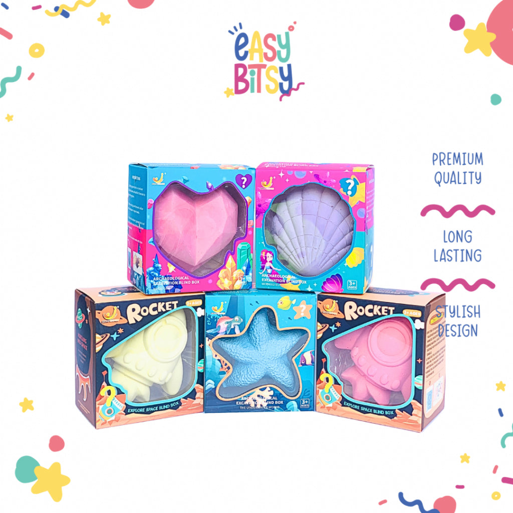 Easybitsy Mainan Toy Dig It Up Anak Perempuan Laki-Laki PAUD-TK Bintang Laut, Kerang, Love, Rocket