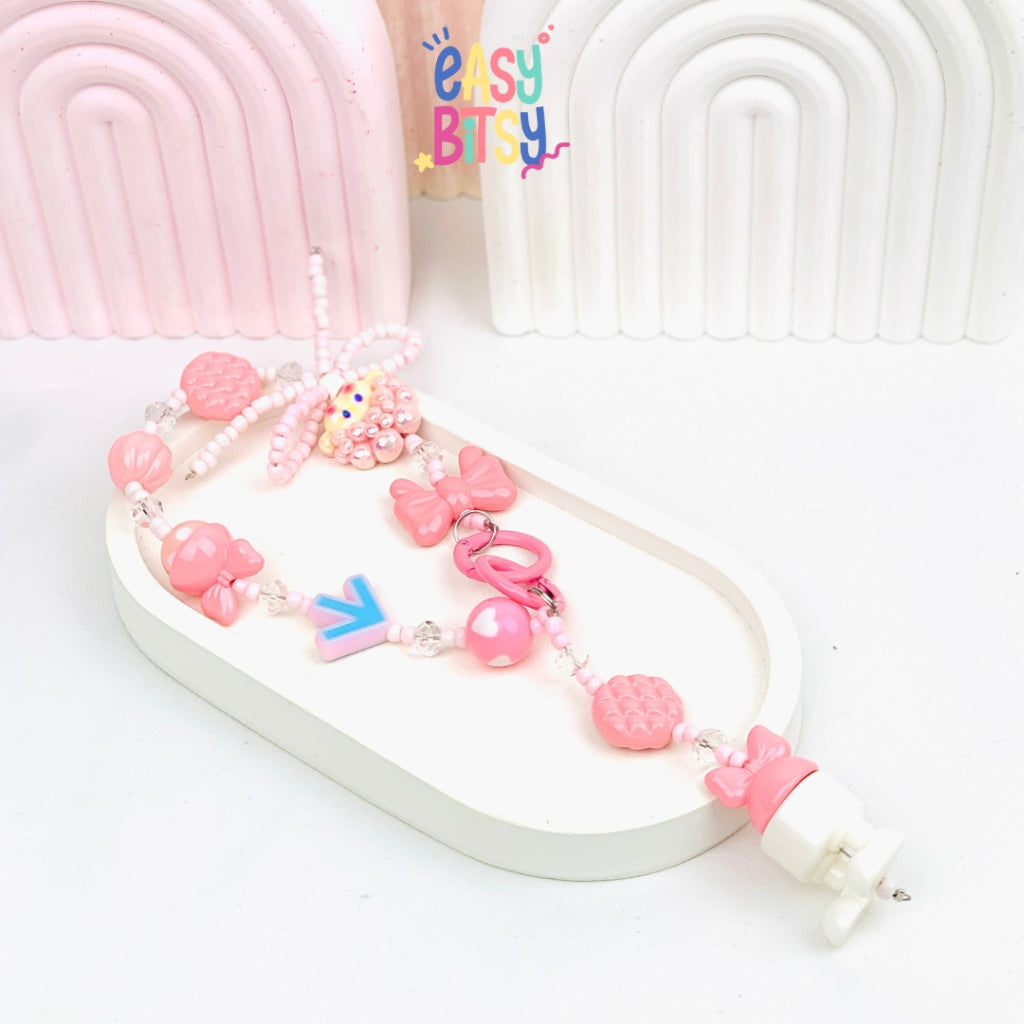 Easy Bitsy Keychain Gantungan Phone Strap Manik Manik Boneka Bulu Pitaa Tidak ada merek