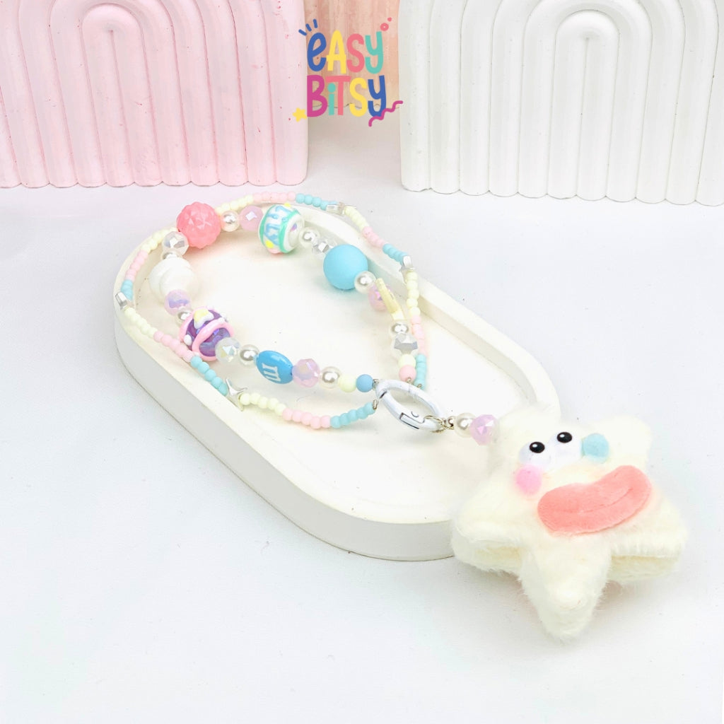 Easy Bitsy Keychain Gantungan Phone Strap Manik Manik Boneka Bulu Pitaa Tidak ada merek