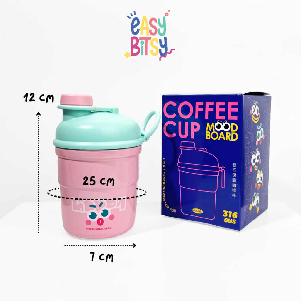 Easy Bitsy Tumbler Botol Kopi Teh Stainless Steel Lucu 400 ML/Campaign Inerless Steel - Coffe Cup Tidak ada merek