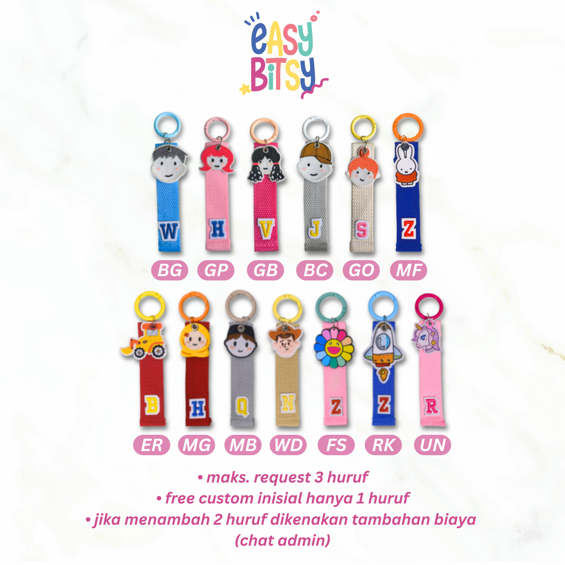 Easy Bitsy - Keychain Gantungan Tas Anak Custom Inisial Nama Tidak ada merek