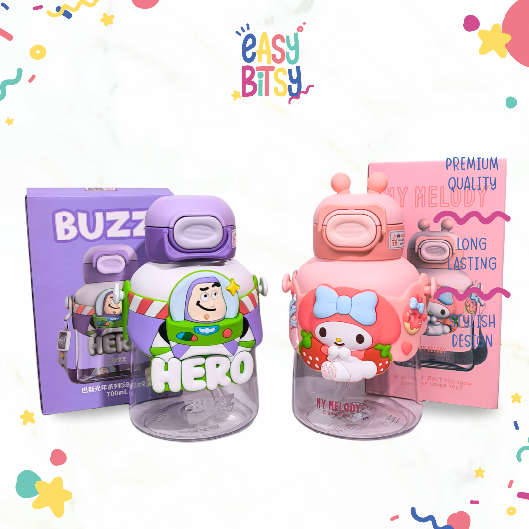 Easy Bitsy Botol Minum Water Bottle 700ML/750 ML  Sanrio Disney Characters BPA FREE - Suna Tidak ada merek