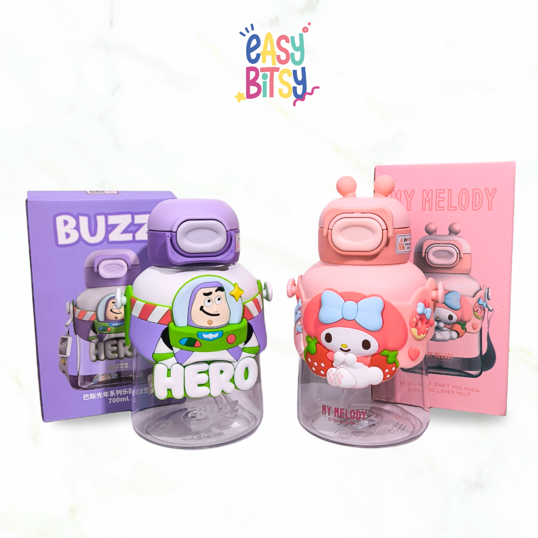 Easy Bitsy Botol Minum Water Bottle 700ML/750 ML  Sanrio Disney Characters BPA FREE - Suna Tidak ada merek