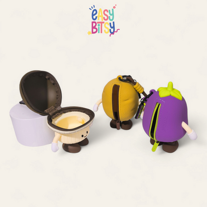 Easy Bitsy Keychain Gantungan Dan Tas Dompet Silikon - Cat & Vegetables Series Tidak ada merek
