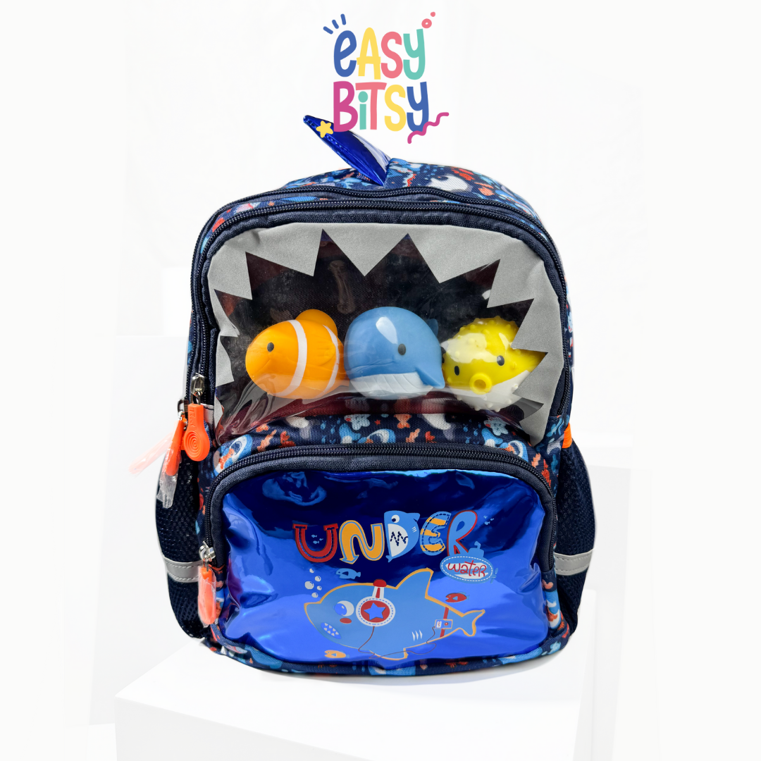 Easybitsy Tas Ransel Backpack Sekolah Anak Laki-Laki PAUD-TK Dino, Underwater - Sequin Tidak ada merek