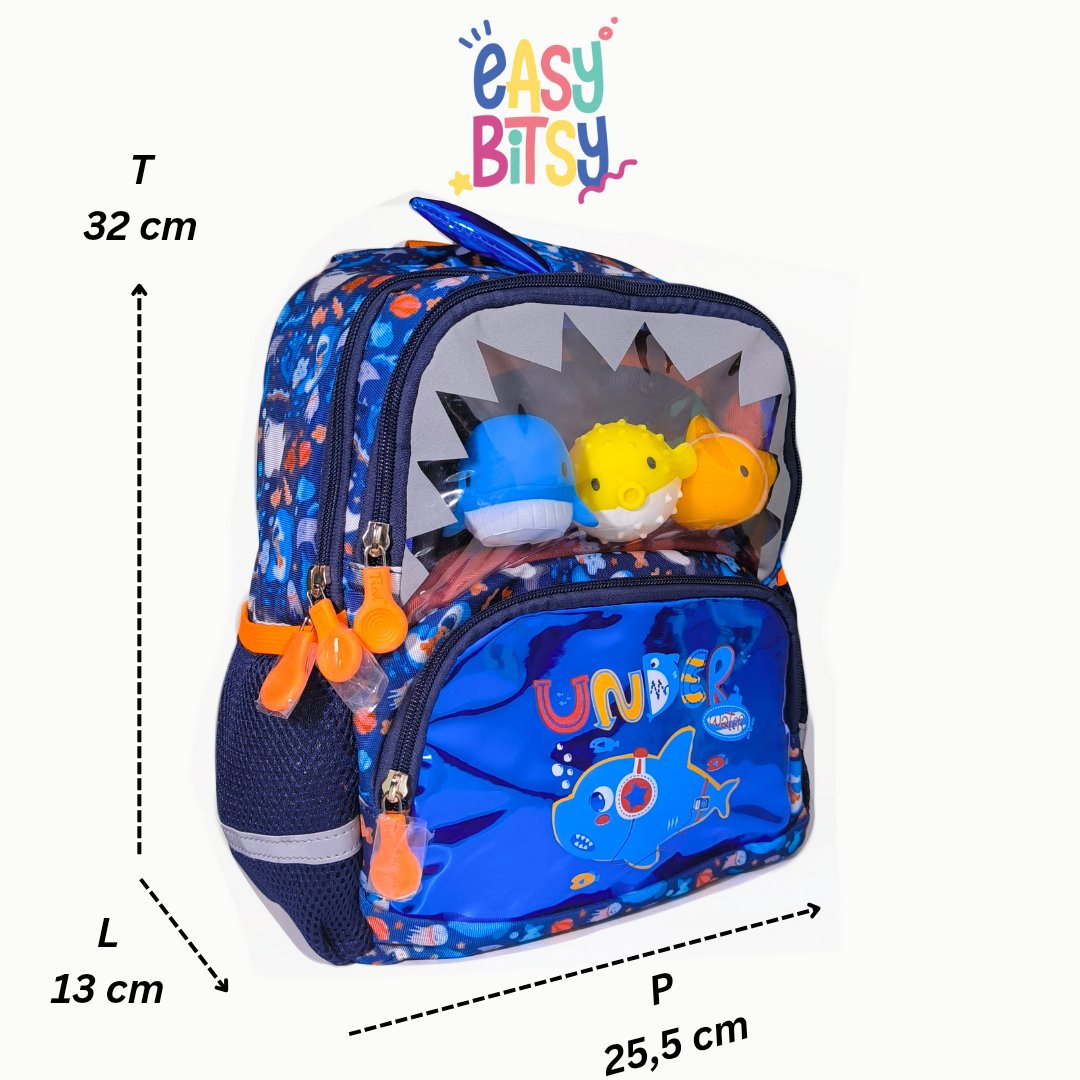 Easybitsy Tas Ransel Backpack Sekolah Anak Laki-Laki PAUD-TK Dino, Underwater - Sequin Tidak ada merek