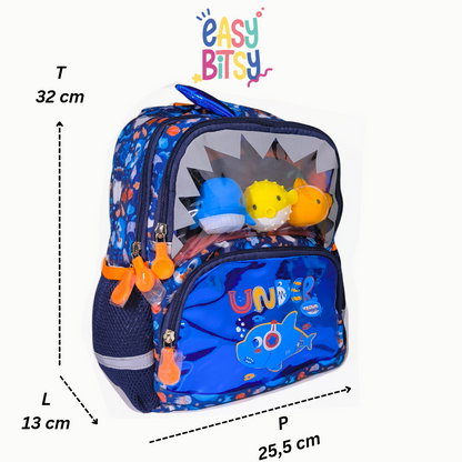 Easybitsy Tas Ransel Backpack Sekolah Anak Laki-Laki PAUD-TK Dino, Underwater - Sequin Tidak ada merek
