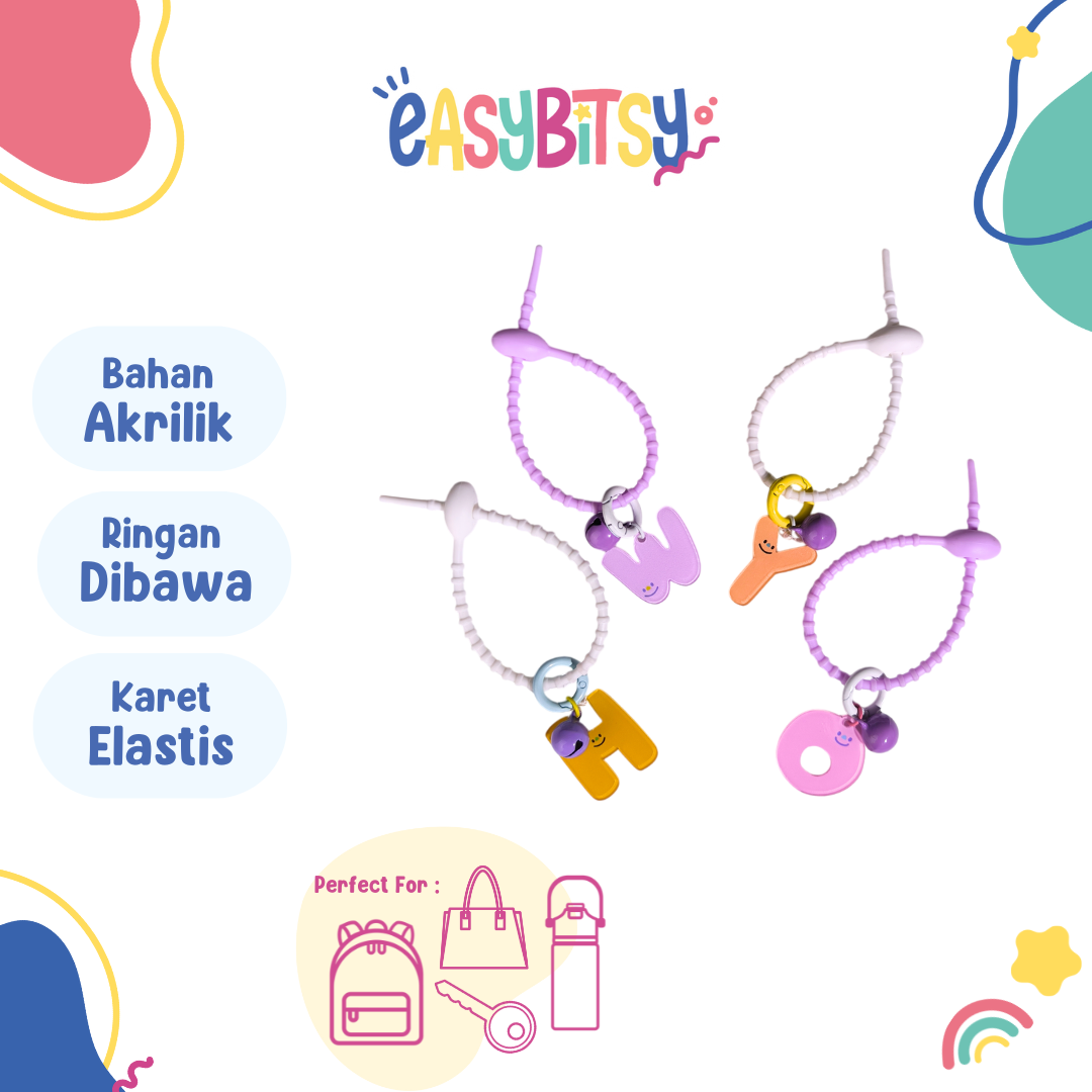 Easy Bitsy Gantungan Kunci Alphabet Akrilik Lucu & Unik - 12cm Tidak ada merek