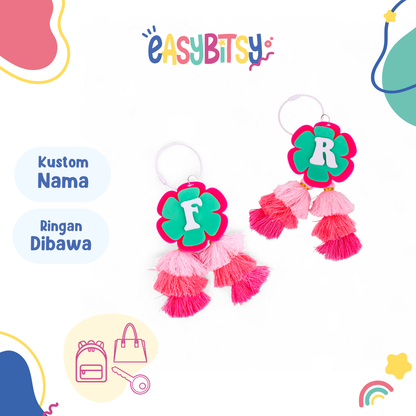 Gantungan Kunci Alphabet Akrilik Rumbai Unik dan Stylish Tidak ada merek