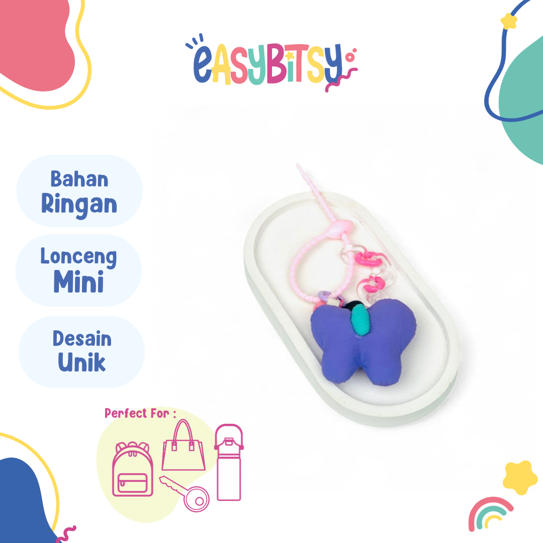 Easy Bitsy Keychain Gantungan Bulu Alphabet Buah dan Karakter Tidak ada merek