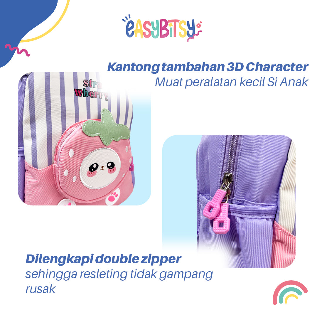 Easybitsy Tas Ransel Backpack Sekolah  Anak Perempuan PAUD-TK - Strawberry Tidak ada merek