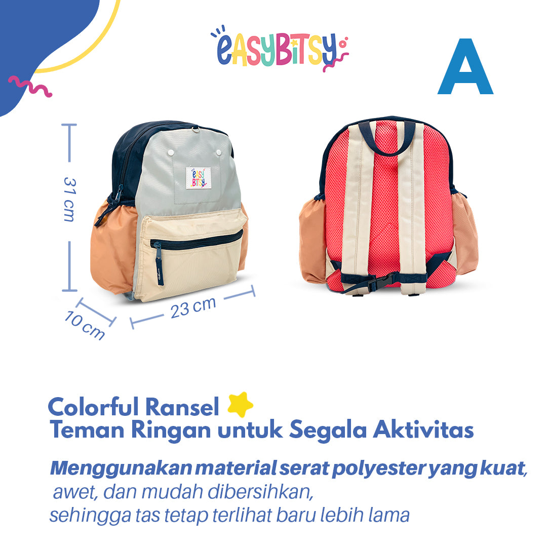 Easy Bitsy - Tas Ransel Anak Colorful Flintstone Backpack Sedang TK SD - Colorful Tidak ada merek