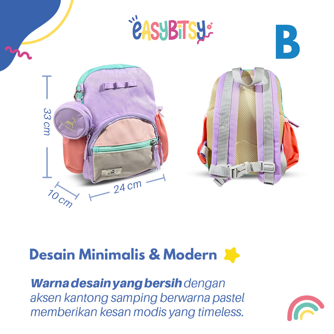 Easy Bitsy - Tas Ransel Anak Colorful Flintstone Backpack Sedang TK SD - Colorful Tidak ada merek