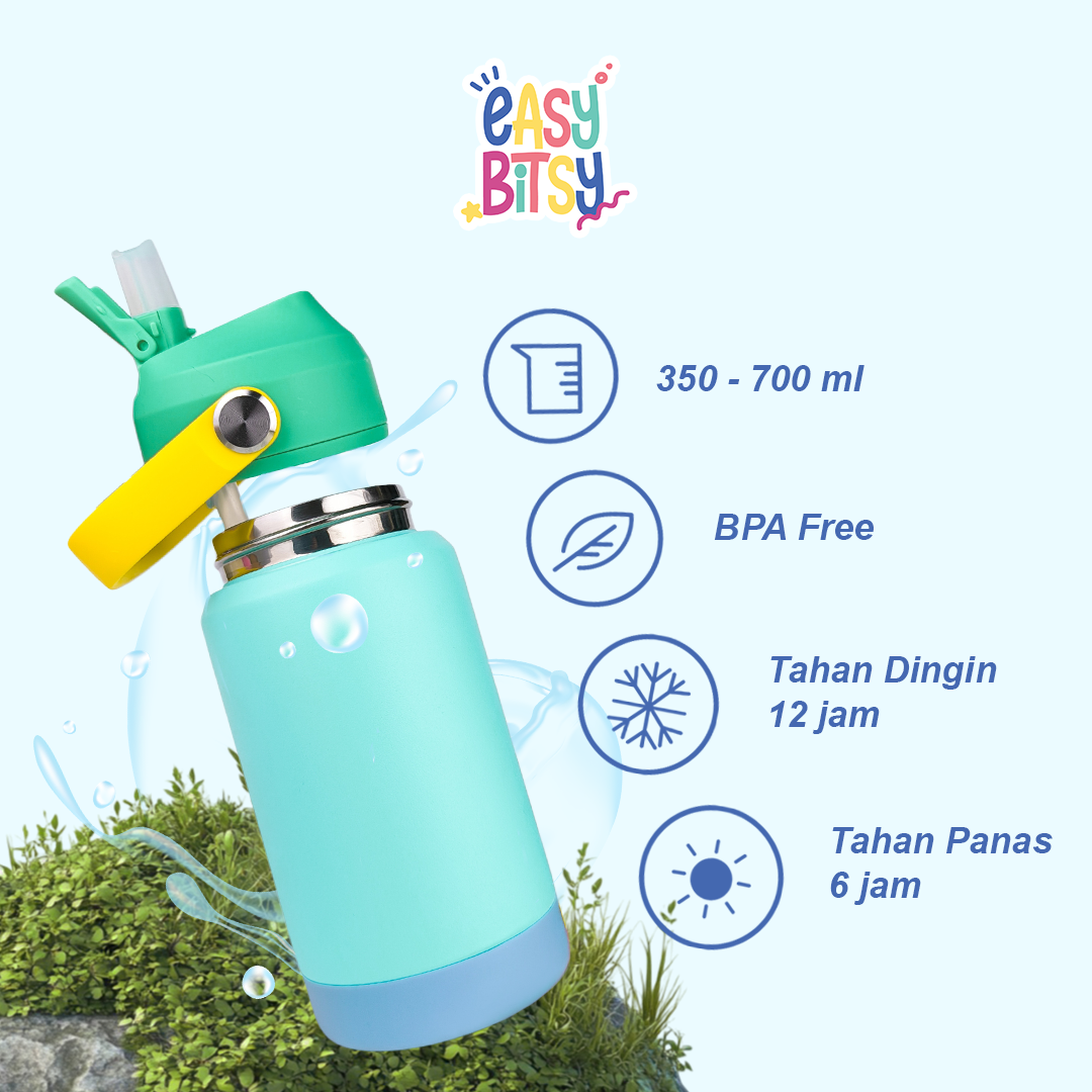 Easy Bitsy - Lego Tumbler Straw Colorful Tahan Panas dan Dingin 350-530ML/12-18OZ - Stainless Steel Bottle with Flip Lid Nobrand