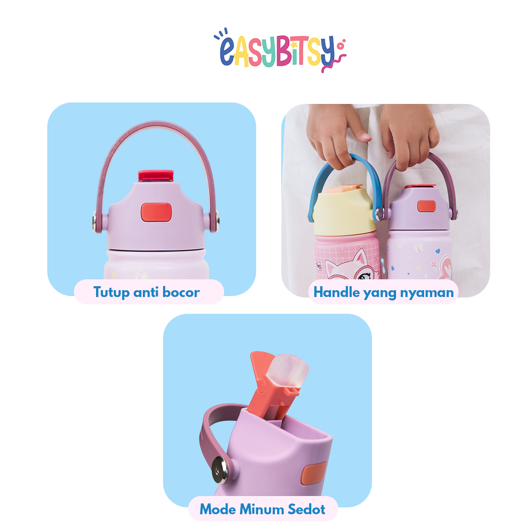 Easy Bitsy - Tumbler Anak 530ml BPA FREE /  Sedotan & Pegangan Anti Bocor Easy Bitsy Official Store