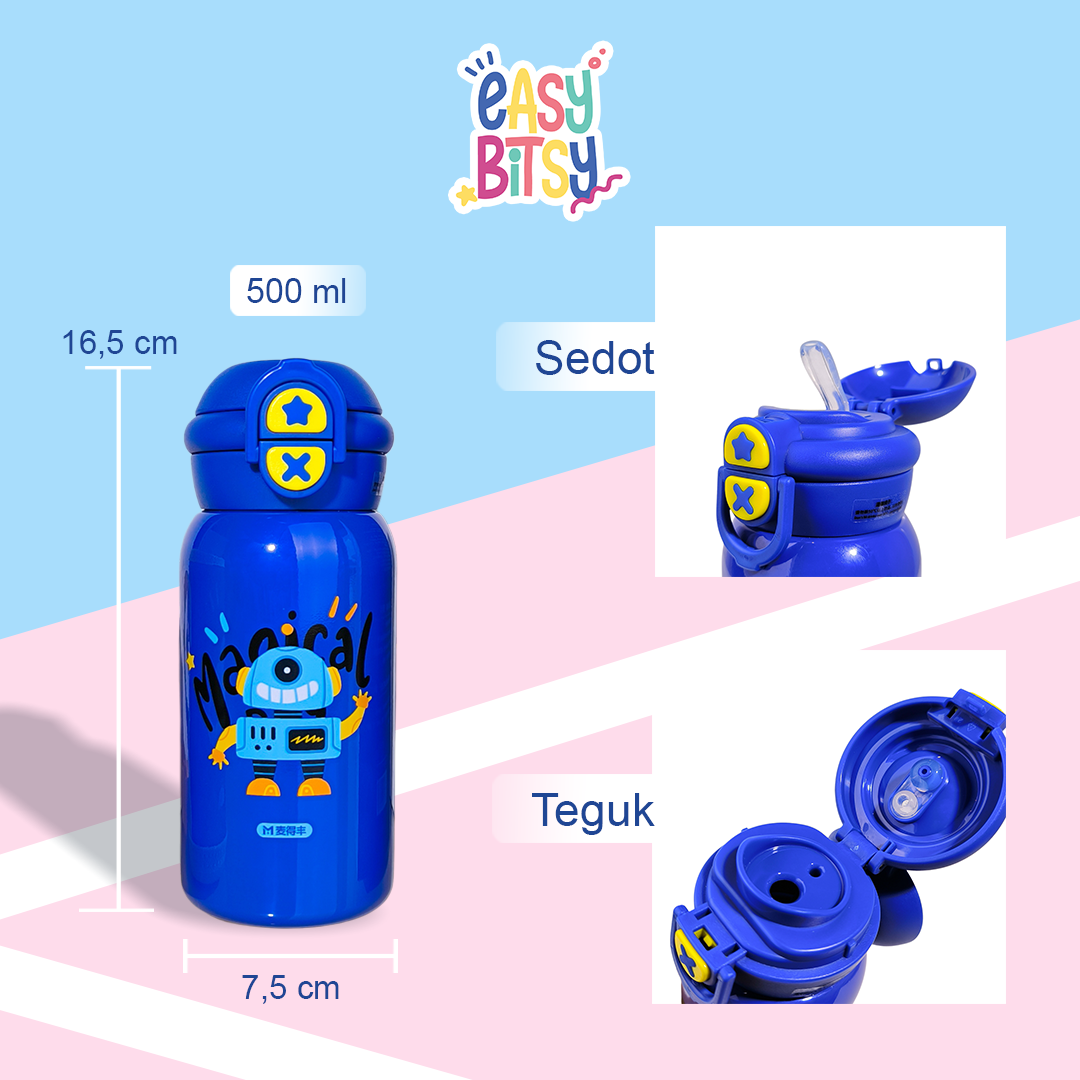 Easy Bitsy - Lego Tumbler Straw Colorful Tahan Panas dan Dingin 350-530ML/12-18OZ - Stainless Steel Bottle with Flip Lid Nobrand