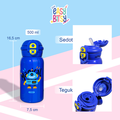 Easy Bitsy - Lego Tumbler Straw Colorful Tahan Panas dan Dingin 350-530ML/12-18OZ - Stainless Steel Bottle with Flip Lid Nobrand