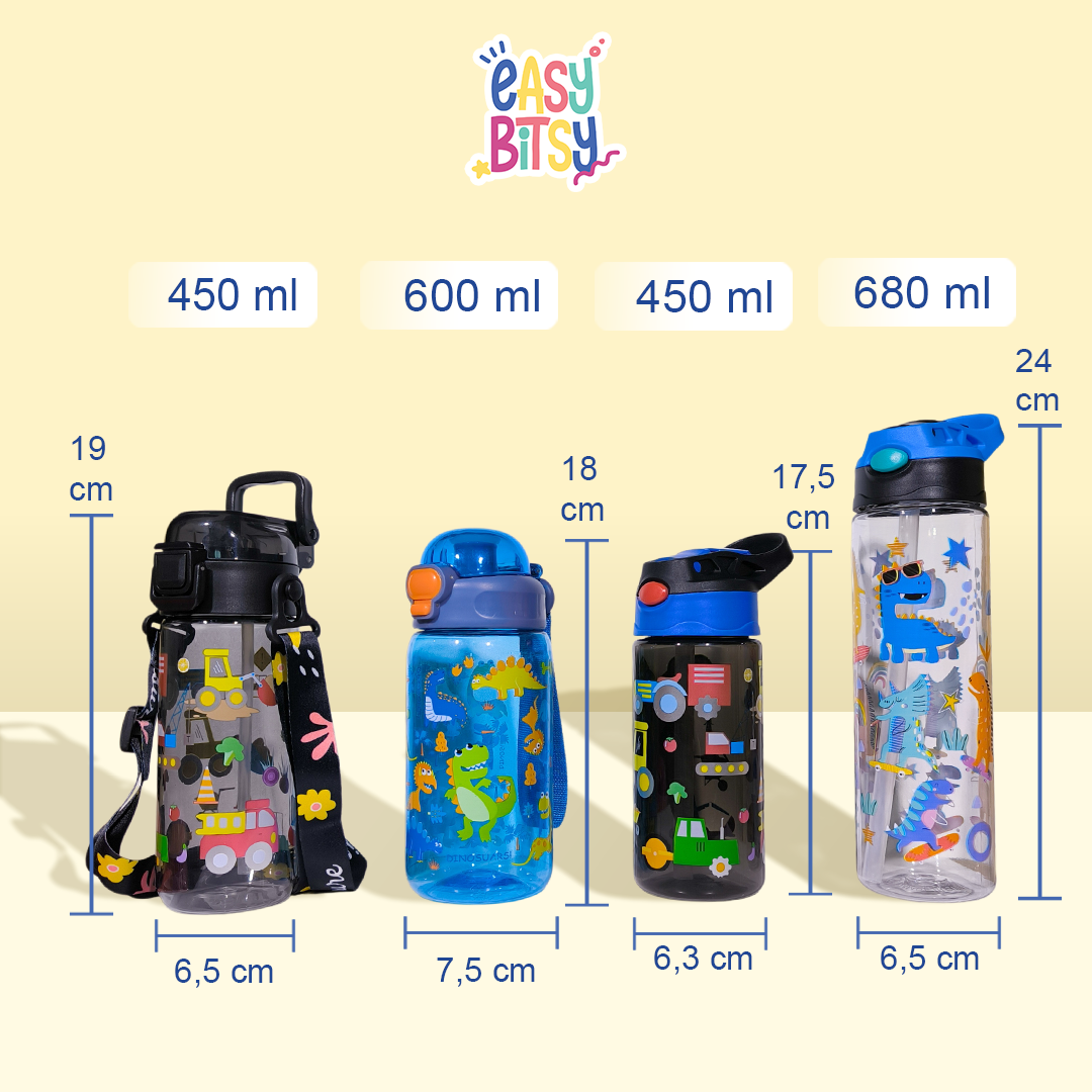 Easy Bitsy - Botol Minum Anak Laki-laki Perempuan Water Bottle 450ML - 680ML PAUD SD - George Tidak ada merek