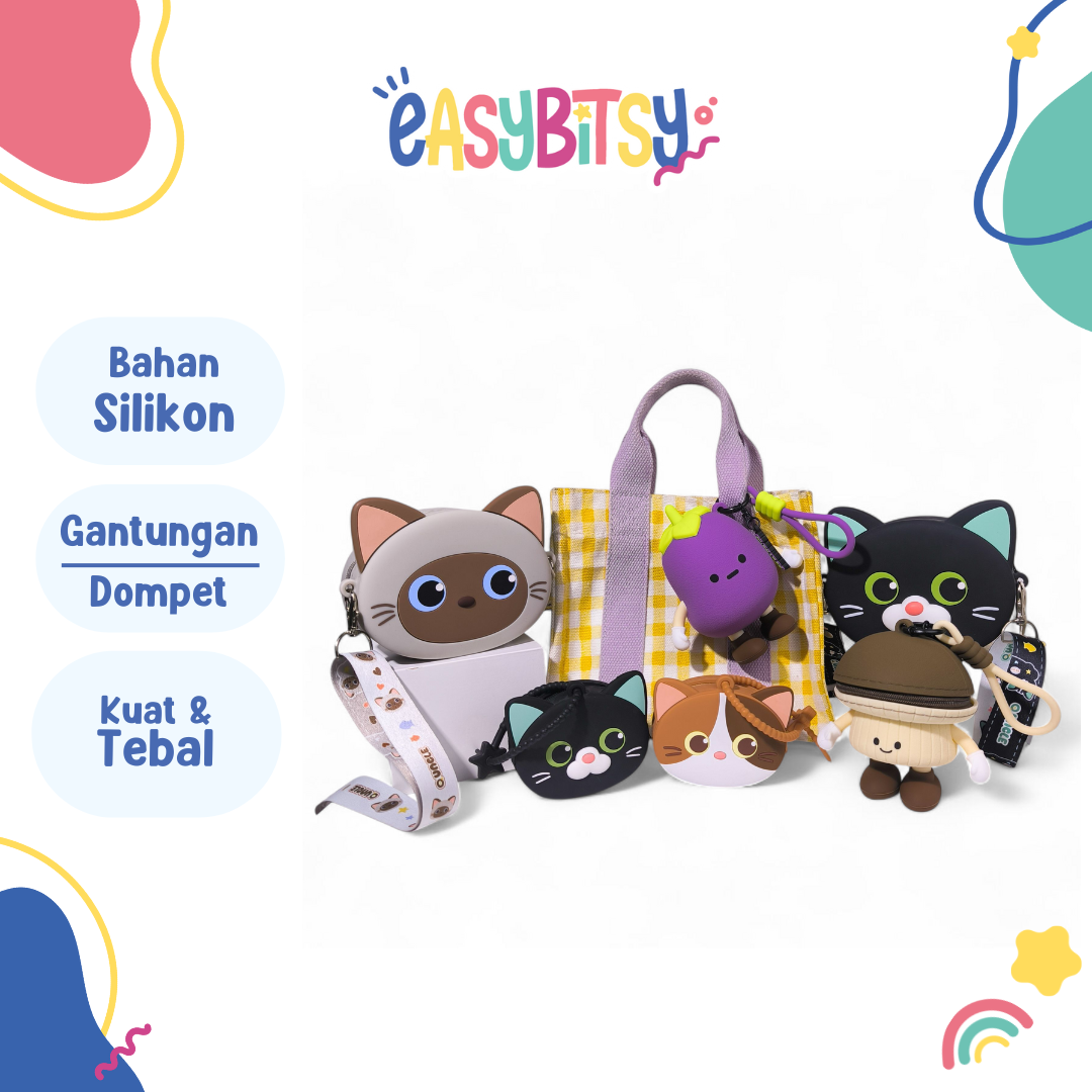 Easy Bitsy Keychain Gantungan Dan Tas Dompet Silikon - Cat & Vegetables Series Tidak ada merek