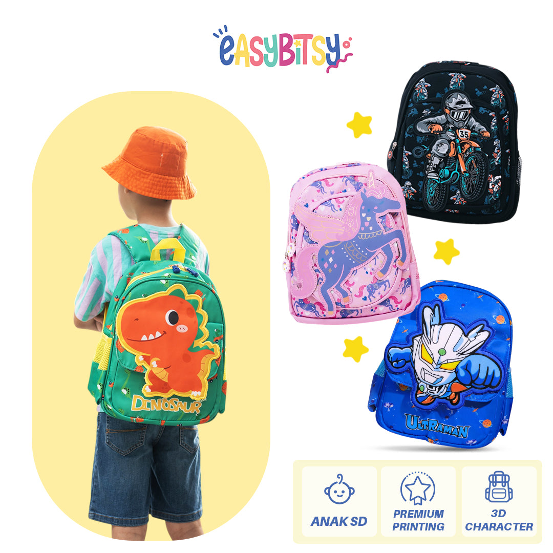 Easy Bitsy - Tas Ransel Anak Laki-Laki Perempuan Dino Unicorn Paw Patrol Backpack Sekolah SD -  Chopper Tidak ada merek