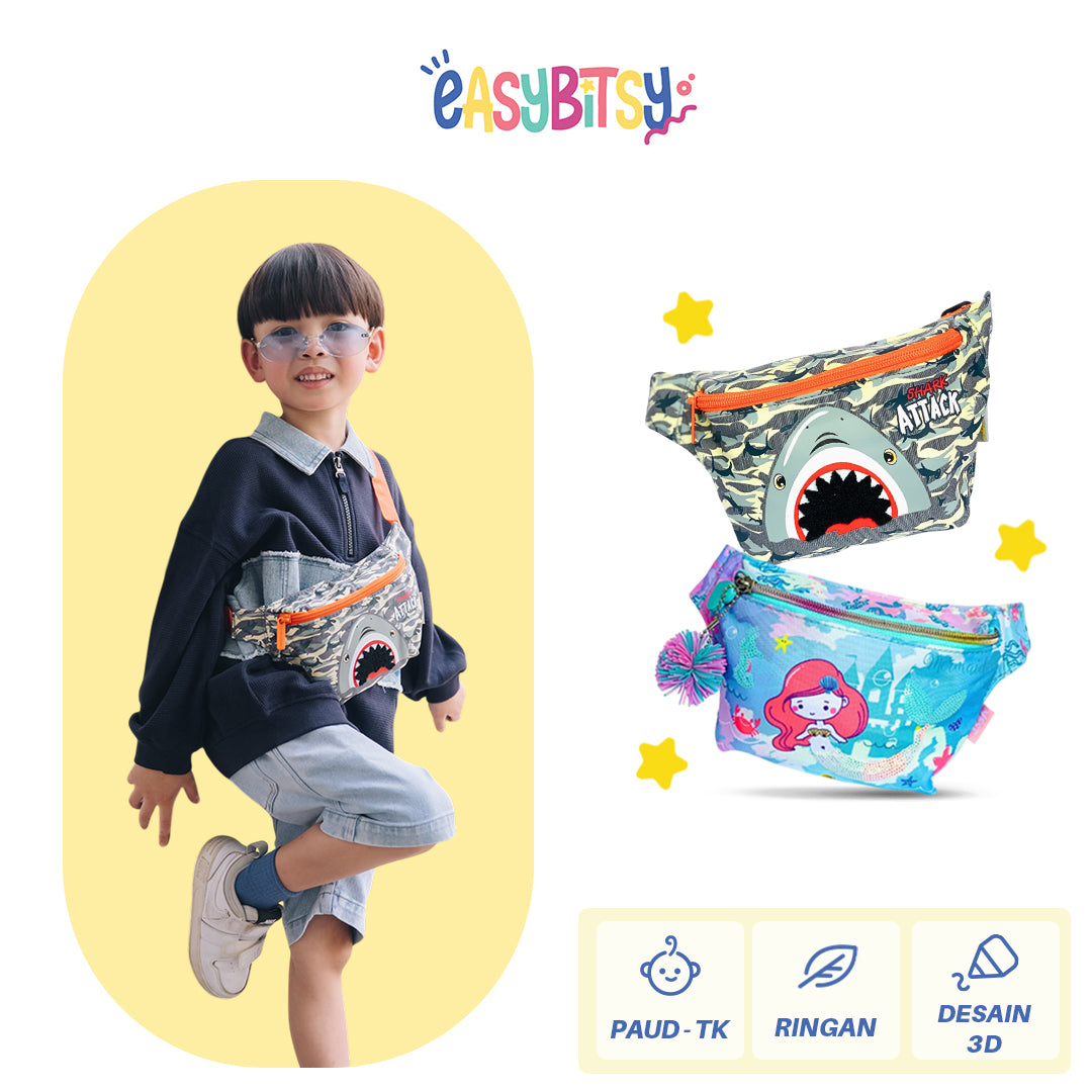 Easybitsy Tas Pinggang Waist Bag Anak Laki-Laki Perempuan TK-SD Soccer, Shark, Unicorn, Mermaid - Dusty Tidak ada merek