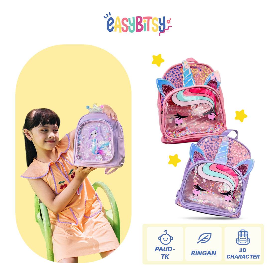 Easy Bitsy Tas Ransel Anak TK PAUD Unicorn Mermaid - Lady Queen Tidak ada merek