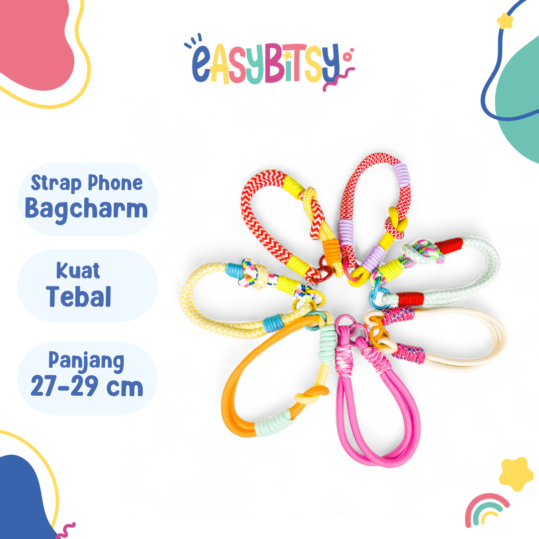 Easy Bitsy Phone String | Gantungan Handphone | Korean Phone String | Strap Tali HP Lanyard - Lila Tidak ada merek