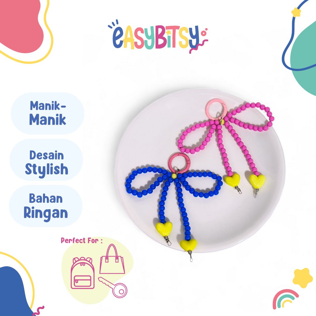 Easy Bitsy Keychain Gantungan Aksesoris Tas dan Handphone - Mutiara Pita Tidak ada merek