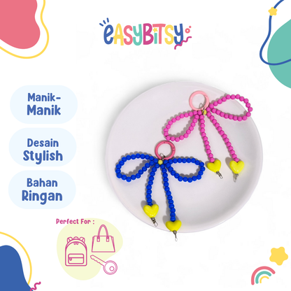 Easy Bitsy Keychain Gantungan Aksesoris Tas dan Handphone - Mutiara Pita Tidak ada merek