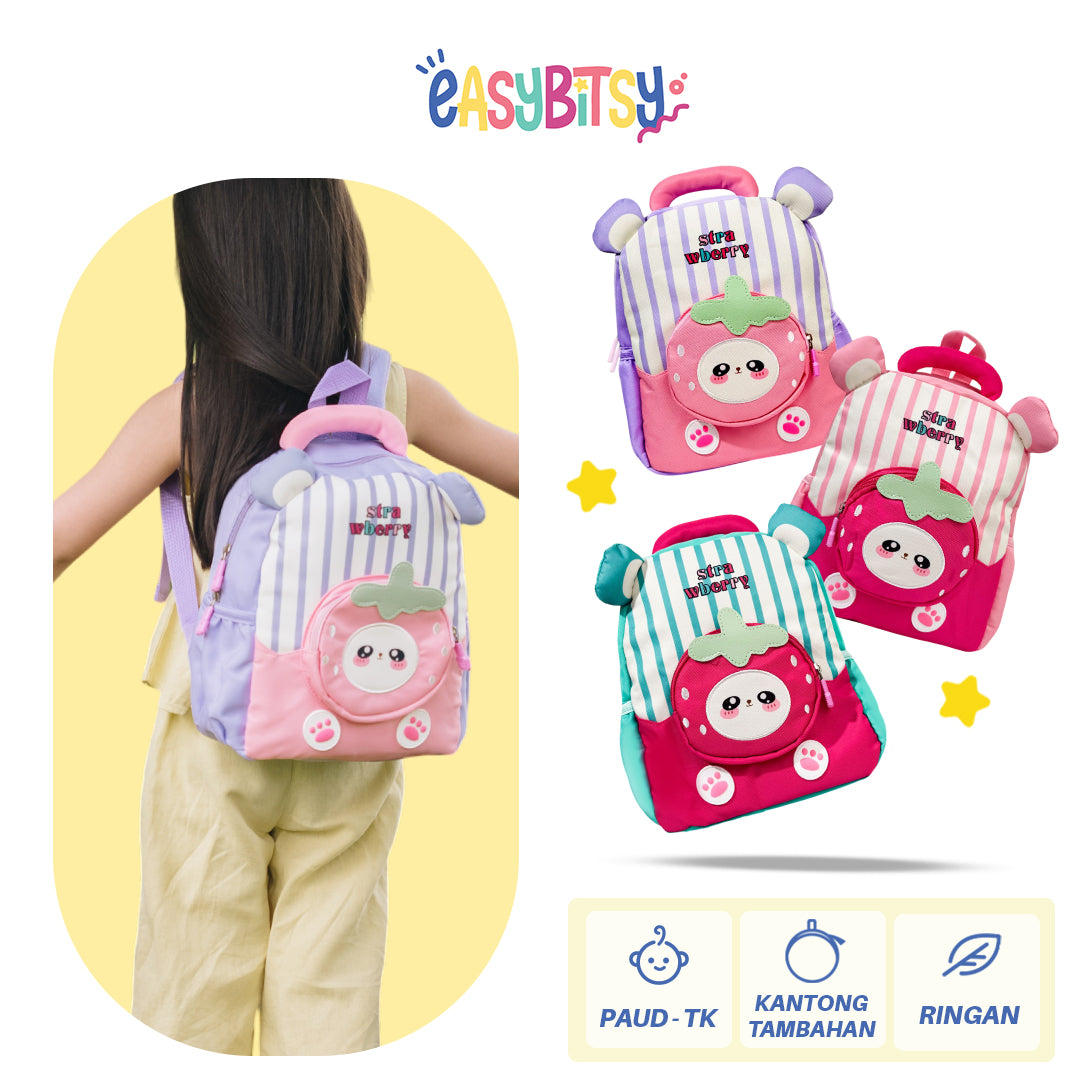 Easybitsy Tas Ransel Backpack Sekolah  Anak Perempuan PAUD-TK - Strawberry Tidak ada merek