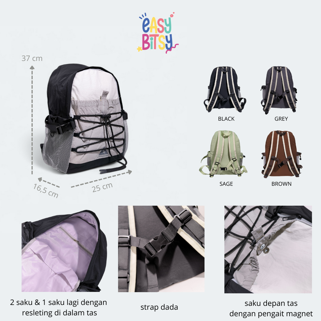 Easy Bitsy Tas Ransel Backpack Anak Laki-Laki Perempuan PAUD-TK - Aiya Tidak ada merek