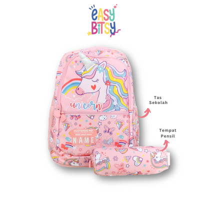 Easybitsy Tas Ransel Backpack Sekolah 2in1 Anak Laki-Laki Perempuan  SD Dino, Soccer, Unicorn – Kiara Tidak ada merek