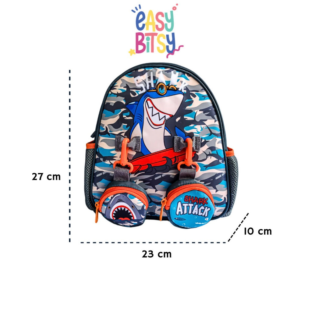 Easybitsy Tas Ransel Backpack Sekolah Anak Laki-Laki PAUD-TK Shark, Soccer, Dino - Ariel Tidak ada merek