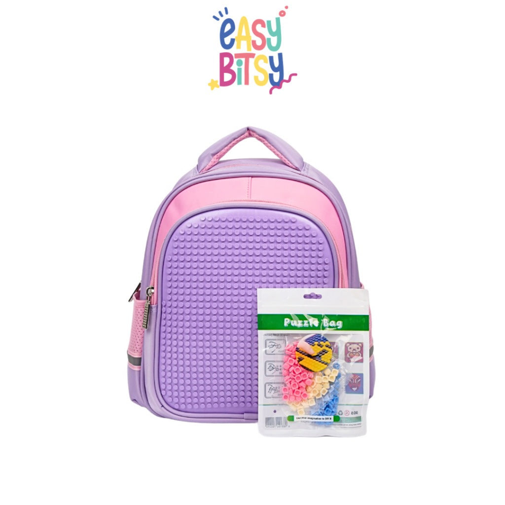 Easybitsy Tas Ransel Backpack Sekolah Anak Perempuan PAUD TK Pixel Bits – Lego Tidak ada merek