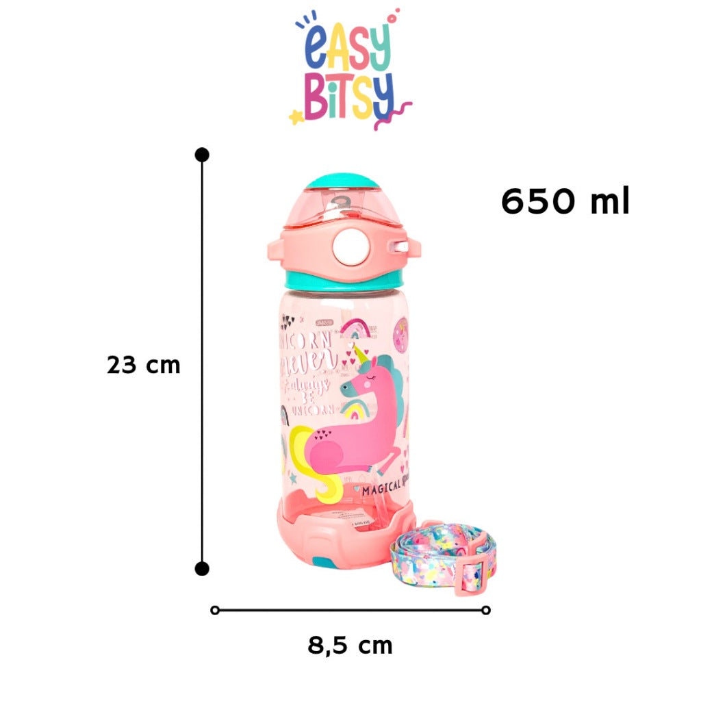 Easybitsy Botol Minum Water Bottle 650ML Anak Perempuan PAUD-SD Unicorn, Mermaid, Cat - Bunny Tidak ada merek
