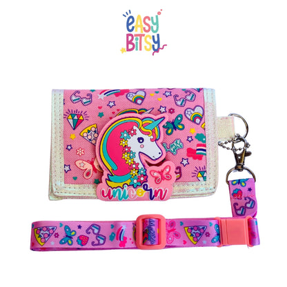 Easybitsy Dompet Mini Strap Wallet 2 Lipat Anak Laki-Laki Perempuan  PAUD-SD Soccer, Cat, Unicorn – Rara Tidak ada merek