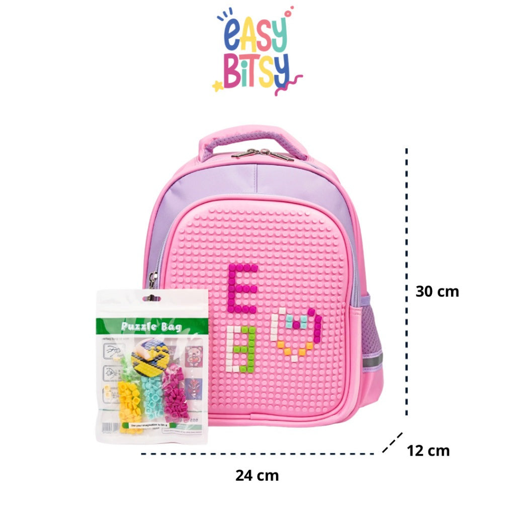 Easybitsy Tas Ransel Backpack Sekolah Anak Perempuan PAUD TK Pixel Bits – Lego Tidak ada merek