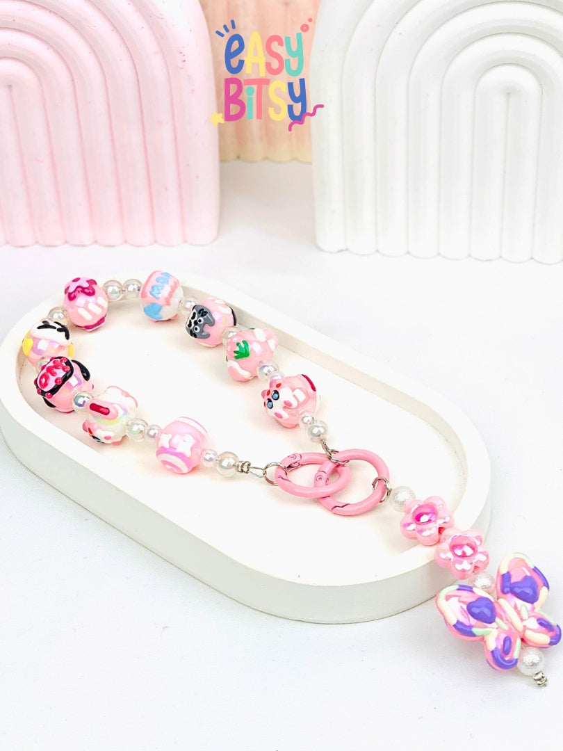 Easy Bitsy Keychain Gantungan Phone Strap Manik Manik Boneka Bulu Pitaa Tidak ada merek