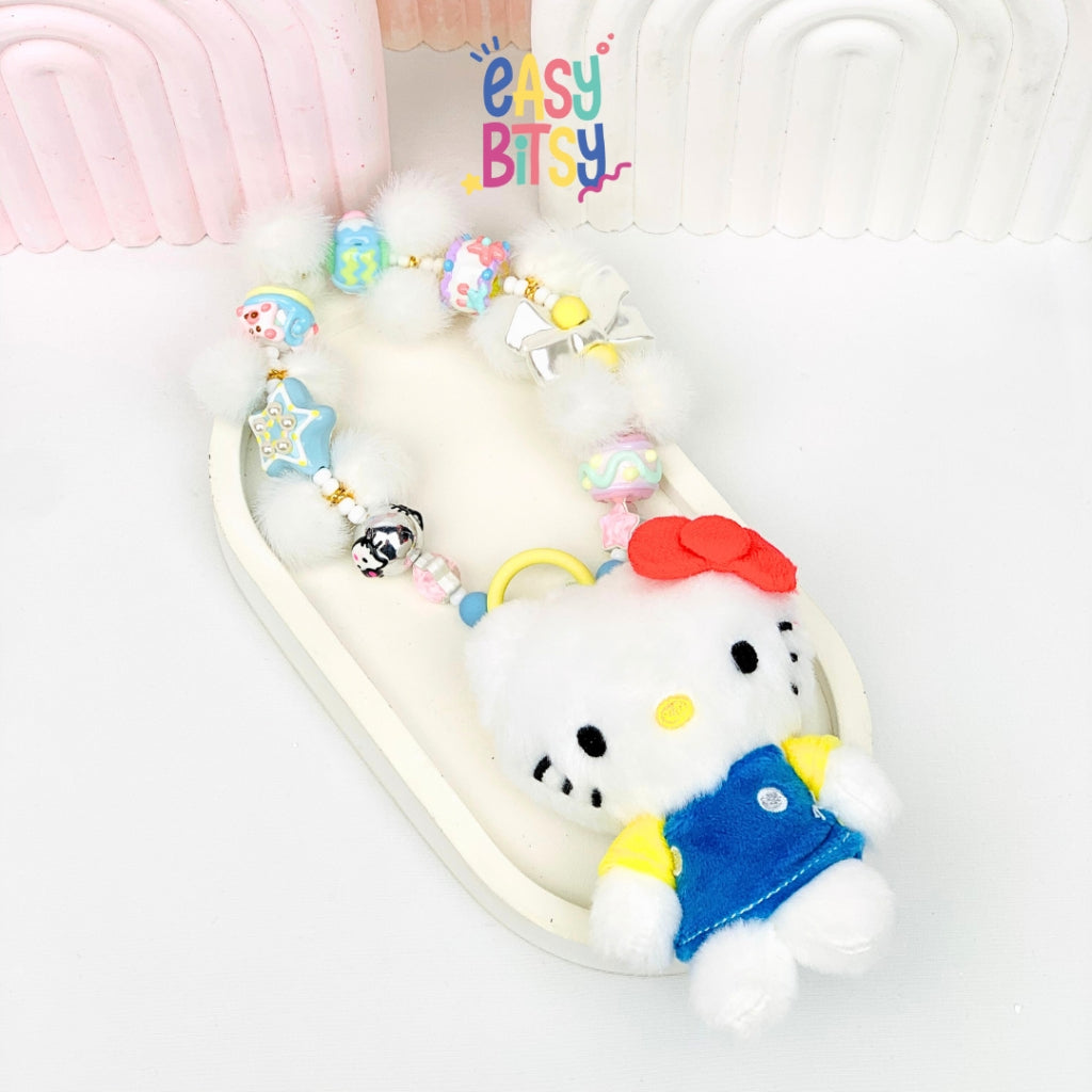 Easy Bitsy Keychain Gantungan Phone Strap Manik Manik Boneka Bulu Pitaa Tidak ada merek