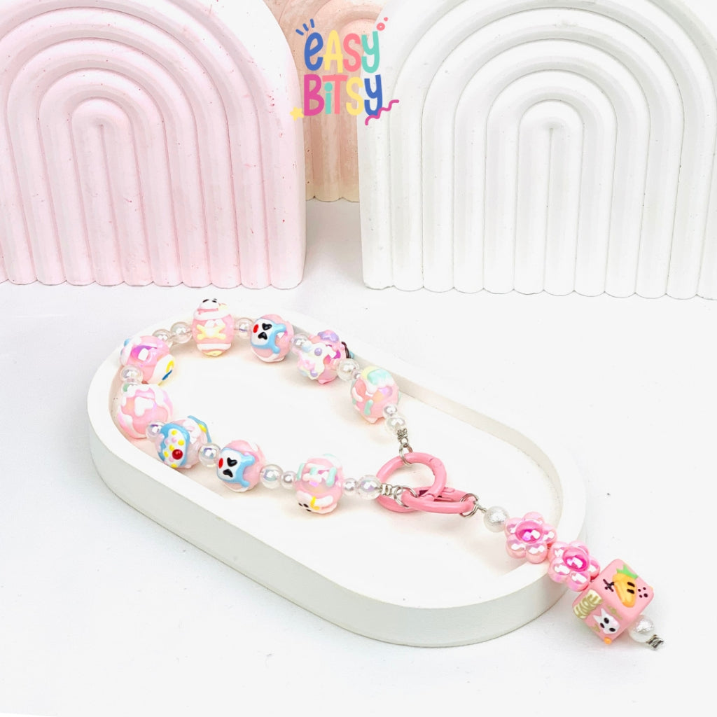 Easy Bitsy Keychain Gantungan Phone Strap Manik Manik Boneka Bulu Pitaa Tidak ada merek