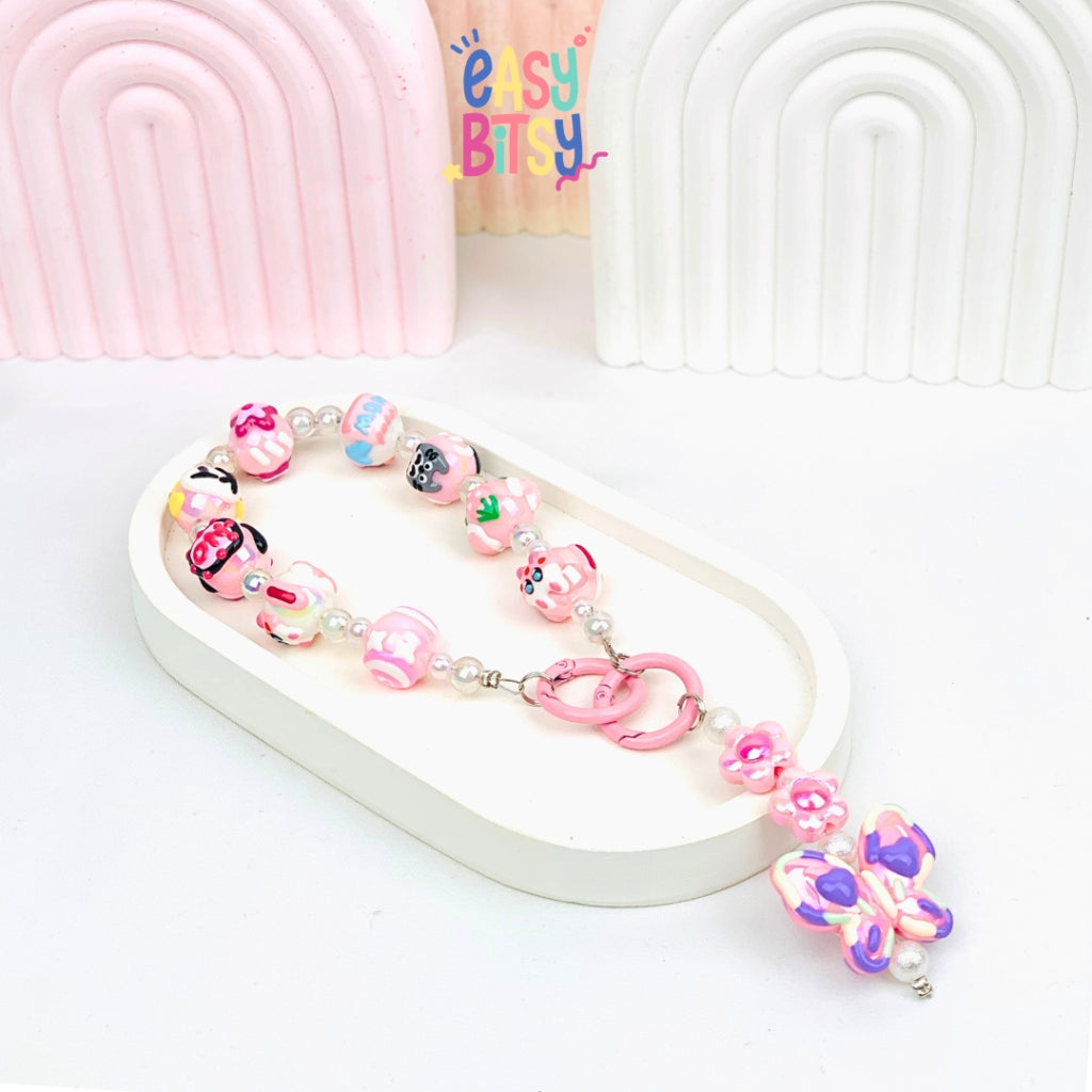 Easy Bitsy Keychain Gantungan Phone Strap Manik Manik Boneka Bulu Pitaa Tidak ada merek