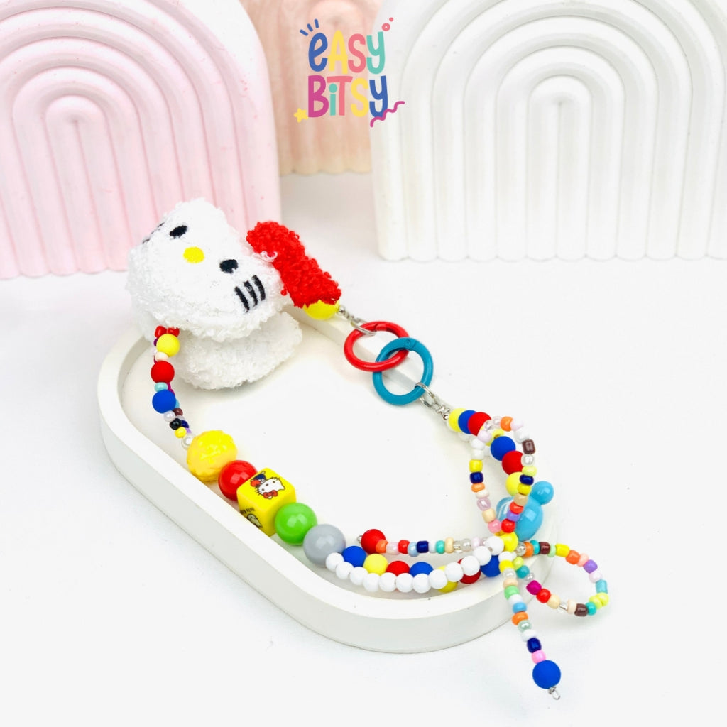 Easy Bitsy Keychain Gantungan Phone Strap Manik Manik Boneka Bulu Pitaa Tidak ada merek