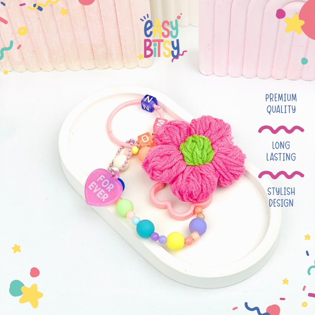 Easy Bitsy Keychain Gantungan Aksesoris Bunga Rajut, Rabbit, Dog - Mou Tidak ada merek