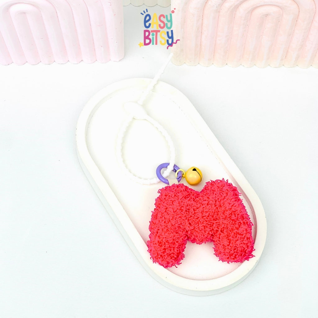 Easy Bitsy Keychain Gantungan Bulu Alphabet Buah dan Karakter Tidak ada merek