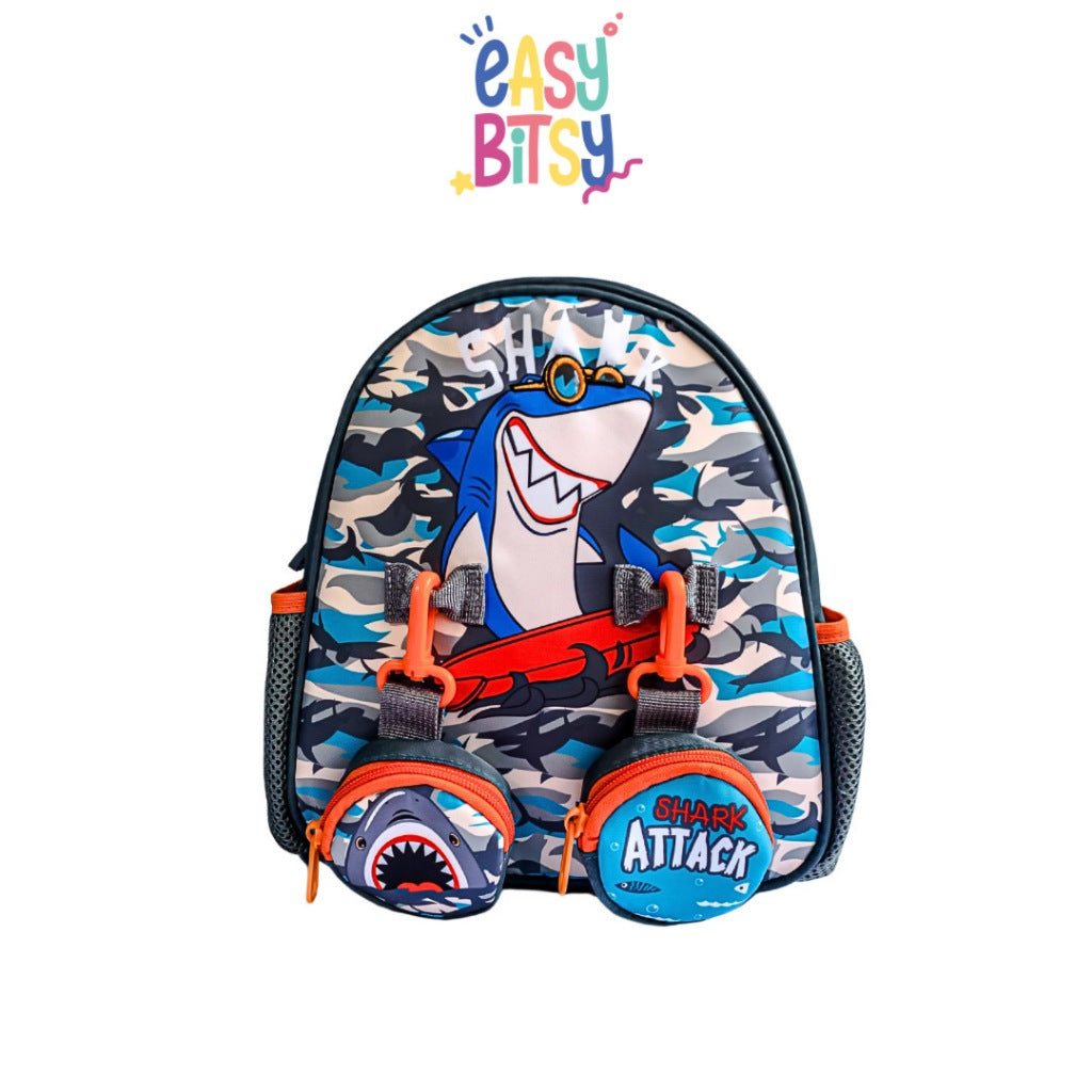 Easybitsy Tas Ransel Backpack Sekolah Anak Laki-Laki PAUD-TK Shark, Soccer, Dino - Ariel Tidak ada merek