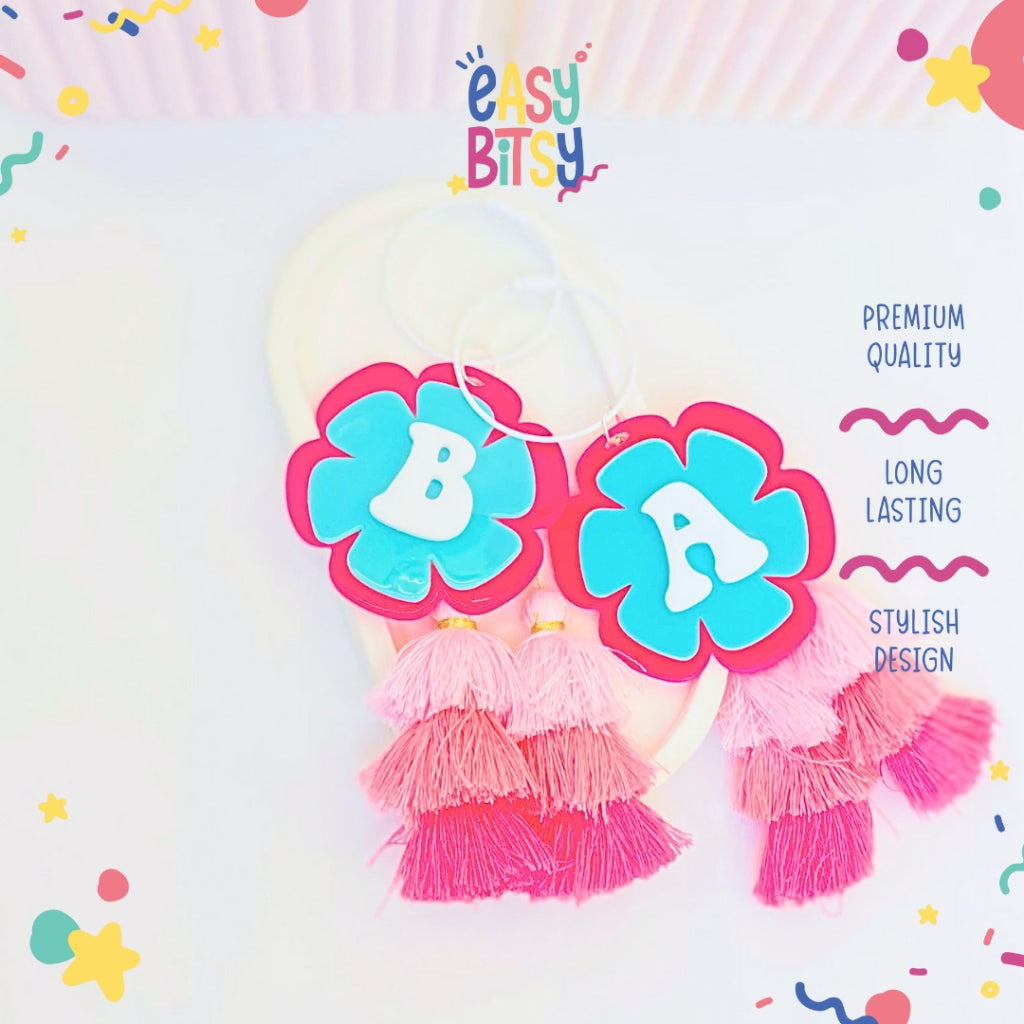 Easy Bitsy Keychain Aksesoris gantungan Alphabet Akrilik Rumbai Tidak ada merek